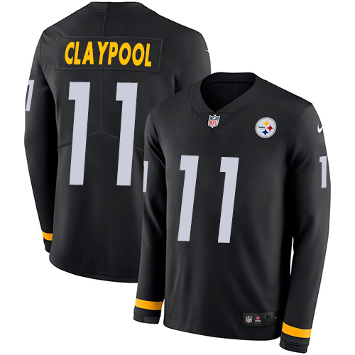 Nike Steelers #11 Chase Claypool Black Team Color Youth Stitched NFL Limited Therma Long Sleeve Jersey